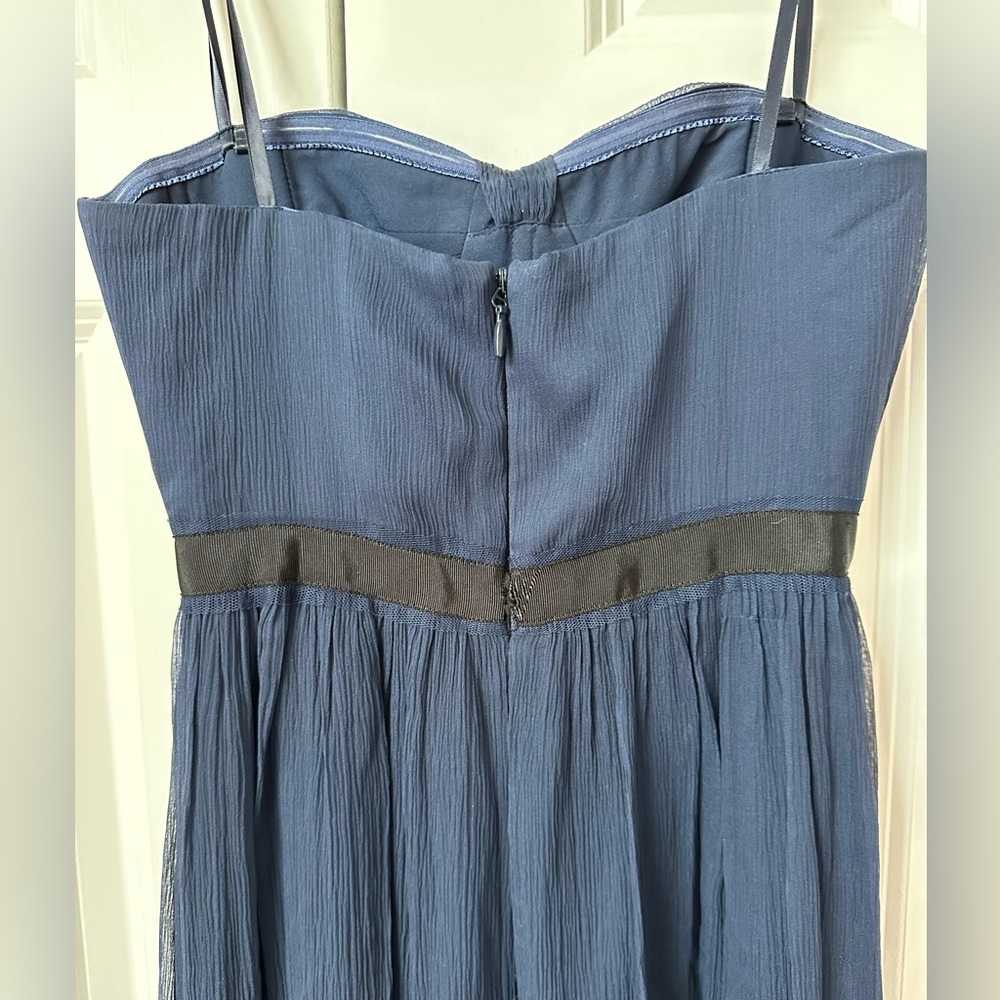BCBG Max Azria Navy Chiffon Maxi Strapless Dress - Picture 3 of 5